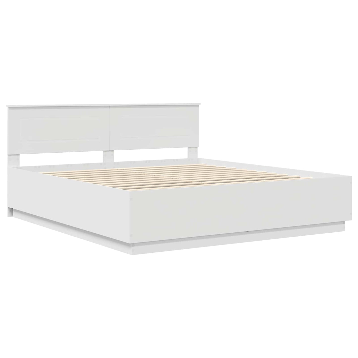Bed Frame with Headboard White 200 x 200 cm Engineered Wood