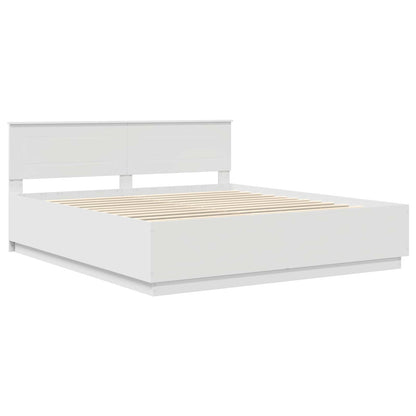 Bed Frame with Headboard White 200 x 200 cm Engineered Wood