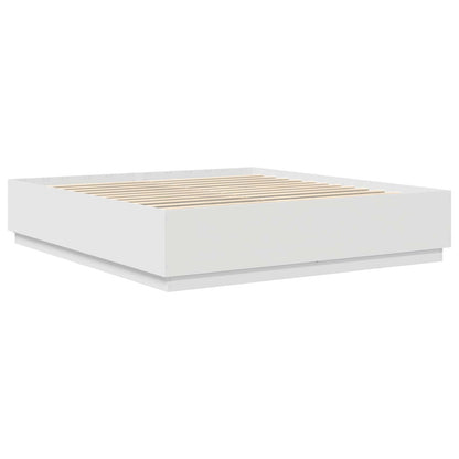 Bed Frame with Headboard White 200 x 200 cm Engineered Wood