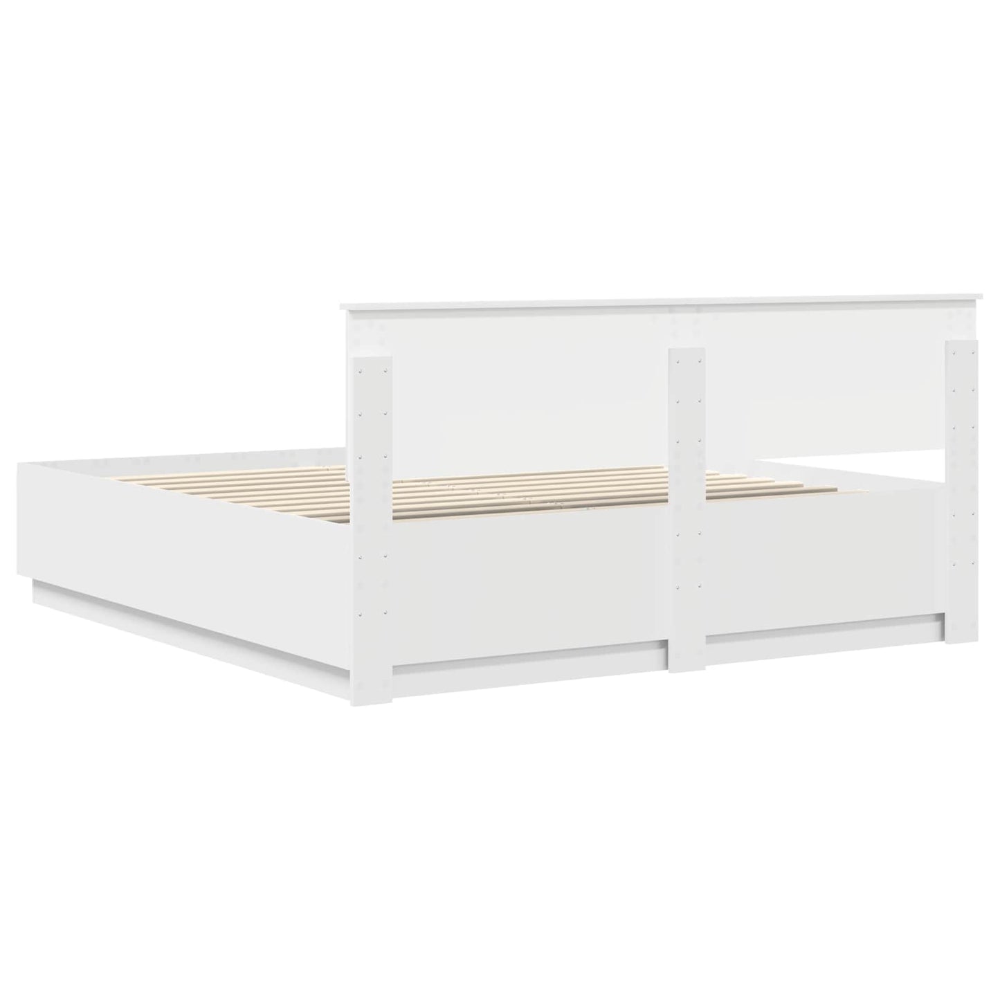 Bed Frame with Headboard White 200 x 200 cm Engineered Wood