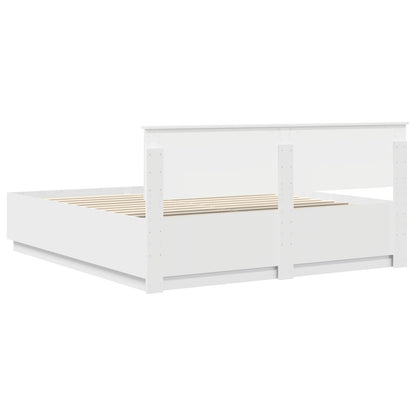 Bed Frame with Headboard White 200 x 200 cm Engineered Wood