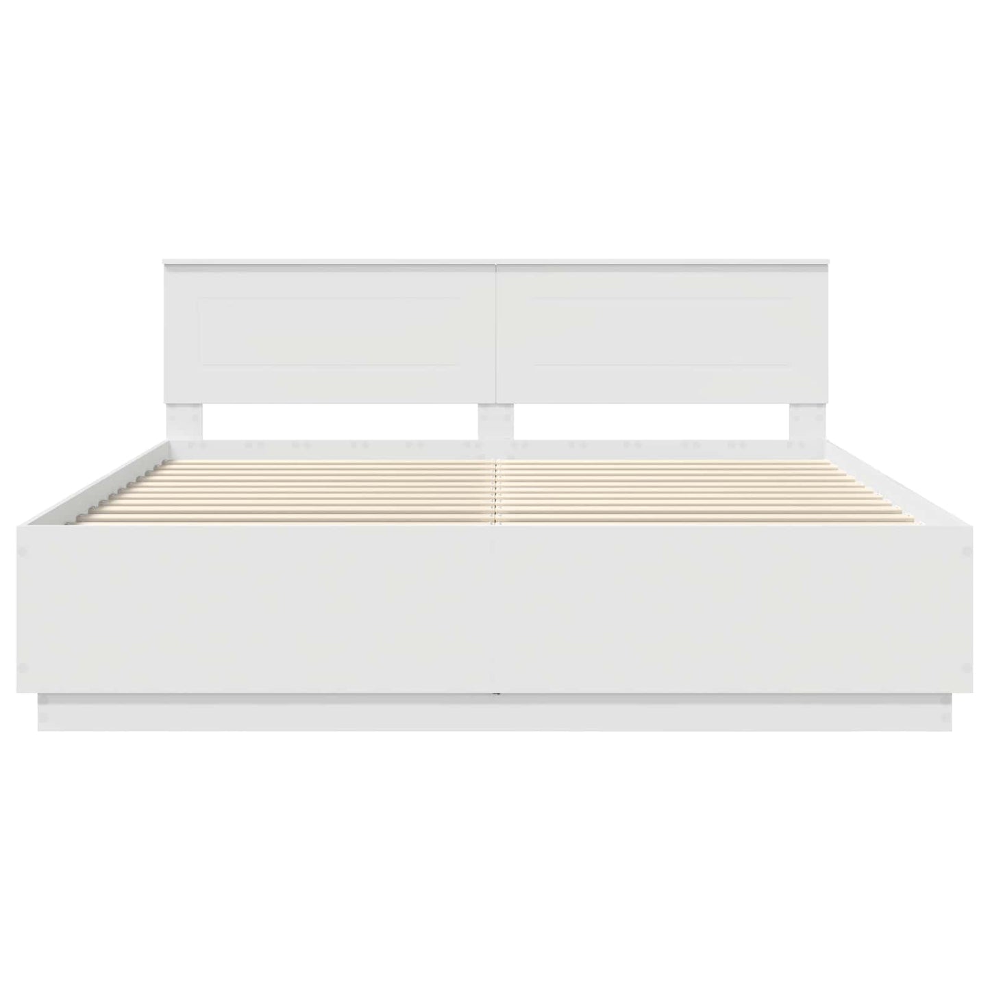 Bed Frame with Headboard White 200 x 200 cm Engineered Wood
