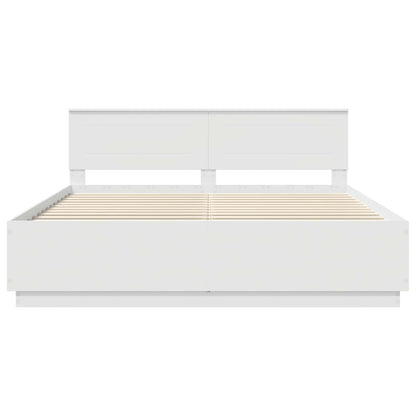 Bed Frame with Headboard White 200 x 200 cm Engineered Wood