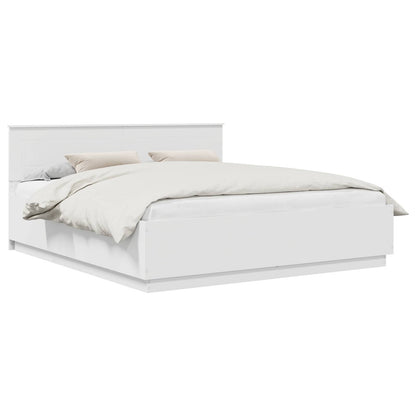 Bed Frame with Headboard White 200 x 200 cm Engineered Wood