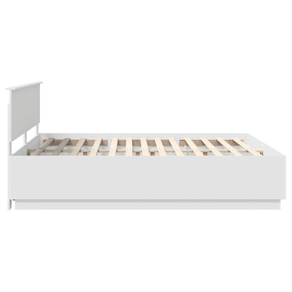 Bed Frame with Headboard White 200 x 200 cm Engineered Wood