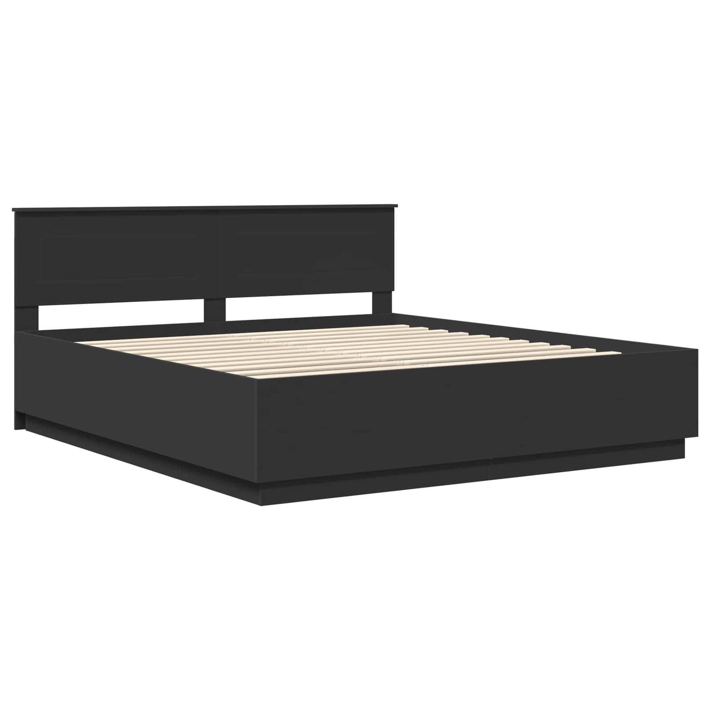 Bed Frame with Headboard Black 200 x 200 cm Engineered Wood