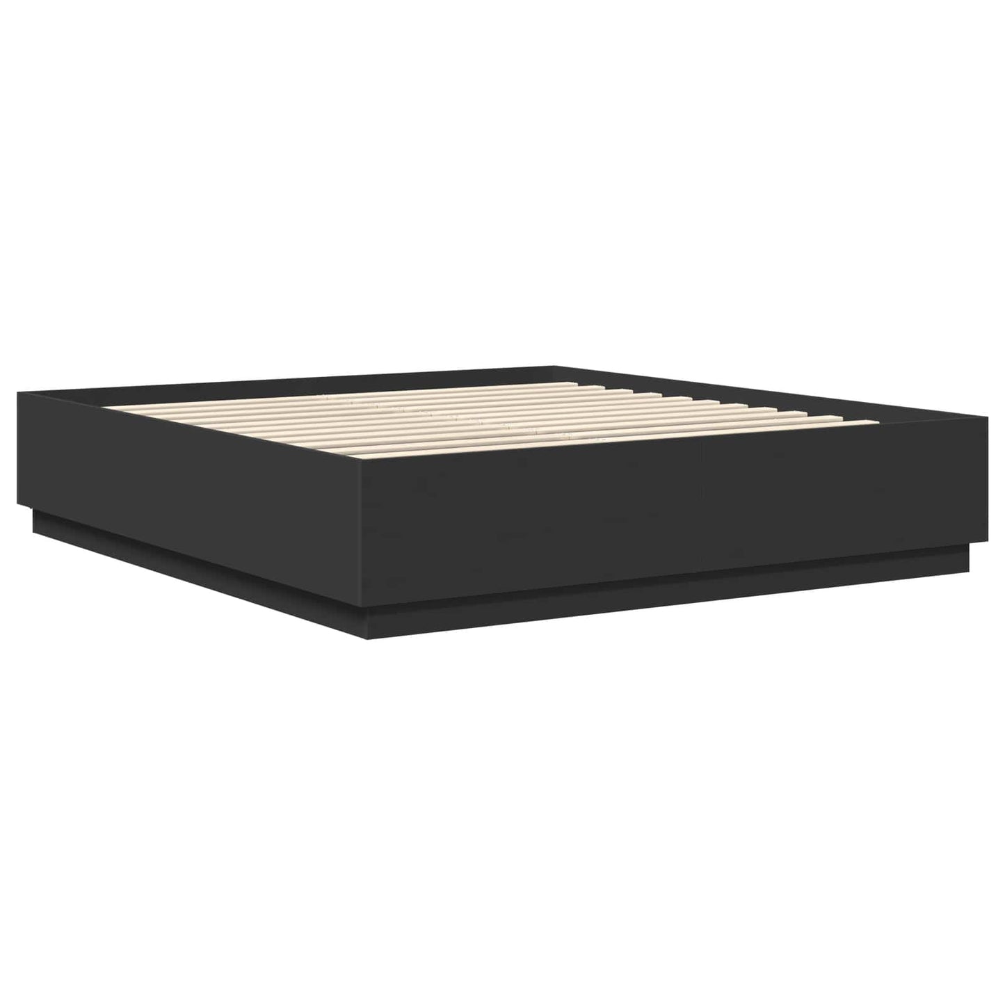 Bed Frame with Headboard Black 200 x 200 cm Engineered Wood