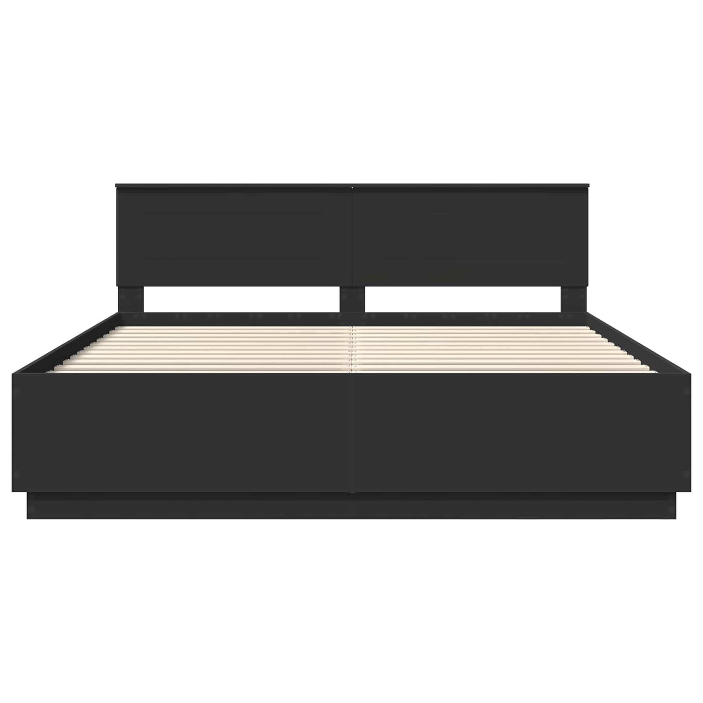 Bed Frame with Headboard Black 200 x 200 cm Engineered Wood