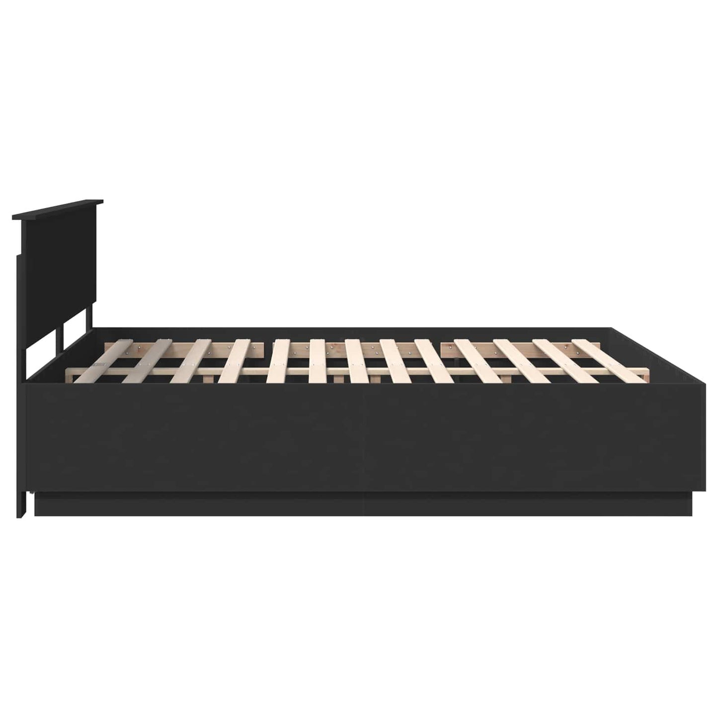 Bed Frame with Headboard Black 200 x 200 cm Engineered Wood
