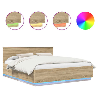 Bed Frame Sonoma Oak 200 x 200 cm Engineered Wood