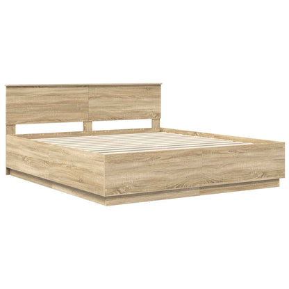 Bed Frame Sonoma Oak 200 x 200 cm Engineered Wood