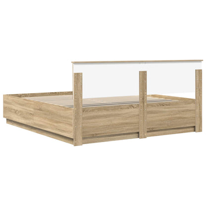 Bed Frame Sonoma Oak 200 x 200 cm Engineered Wood