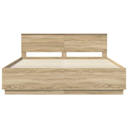 Bed Frame Sonoma Oak 200 x 200 cm Engineered Wood