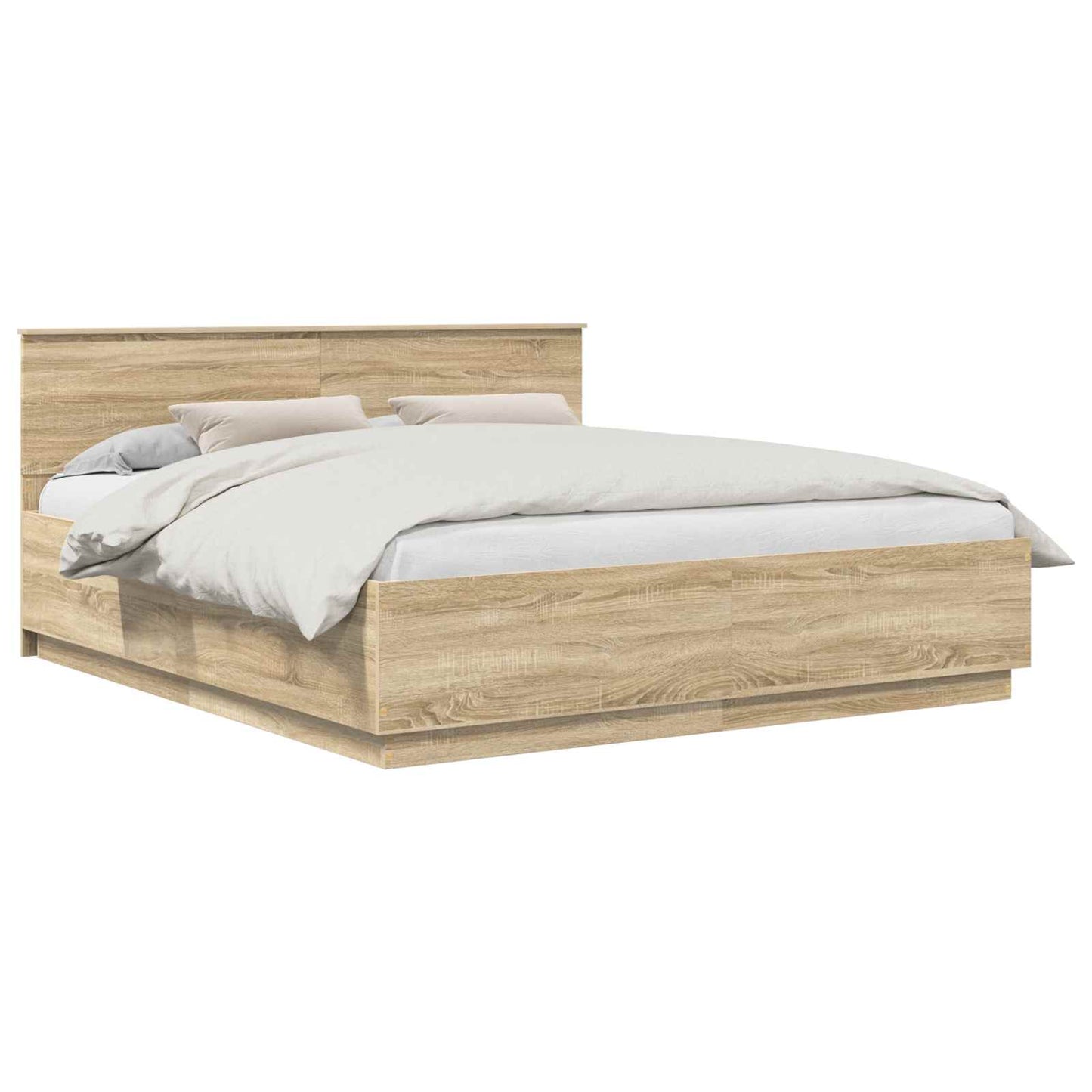 Bed Frame Sonoma Oak 200 x 200 cm Engineered Wood