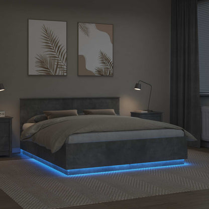Bed Frame Concrete Grey 200 x 200 cm Engineered Wood