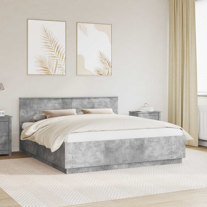 Bed Frame Concrete Grey 200 x 200 cm Engineered Wood