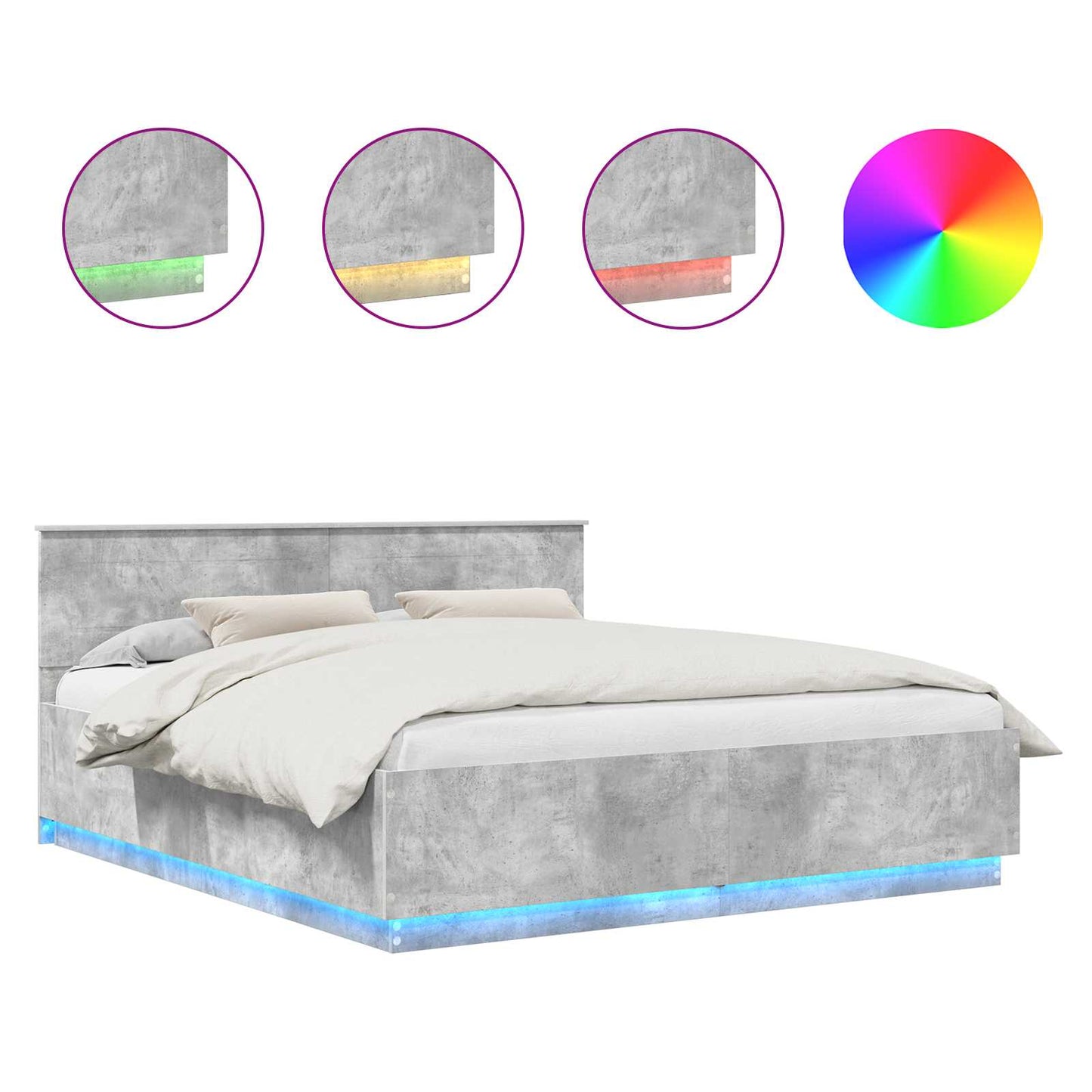Bed Frame Concrete Grey 200 x 200 cm Engineered Wood