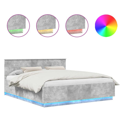 Bed Frame Concrete Grey 200 x 200 cm Engineered Wood