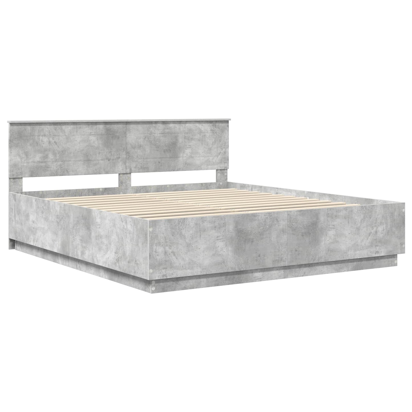 Bed Frame Concrete Grey 200 x 200 cm Engineered Wood