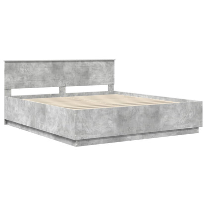 Bed Frame Concrete Grey 200 x 200 cm Engineered Wood