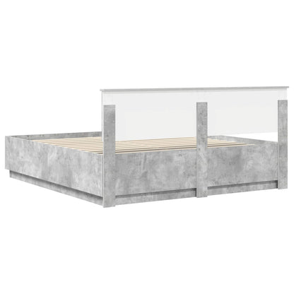 Bed Frame Concrete Grey 200 x 200 cm Engineered Wood