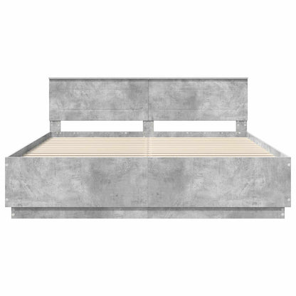 Bed Frame Concrete Grey 200 x 200 cm Engineered Wood