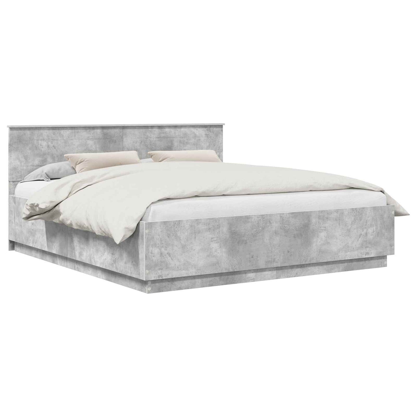 Bed Frame Concrete Grey 200 x 200 cm Engineered Wood