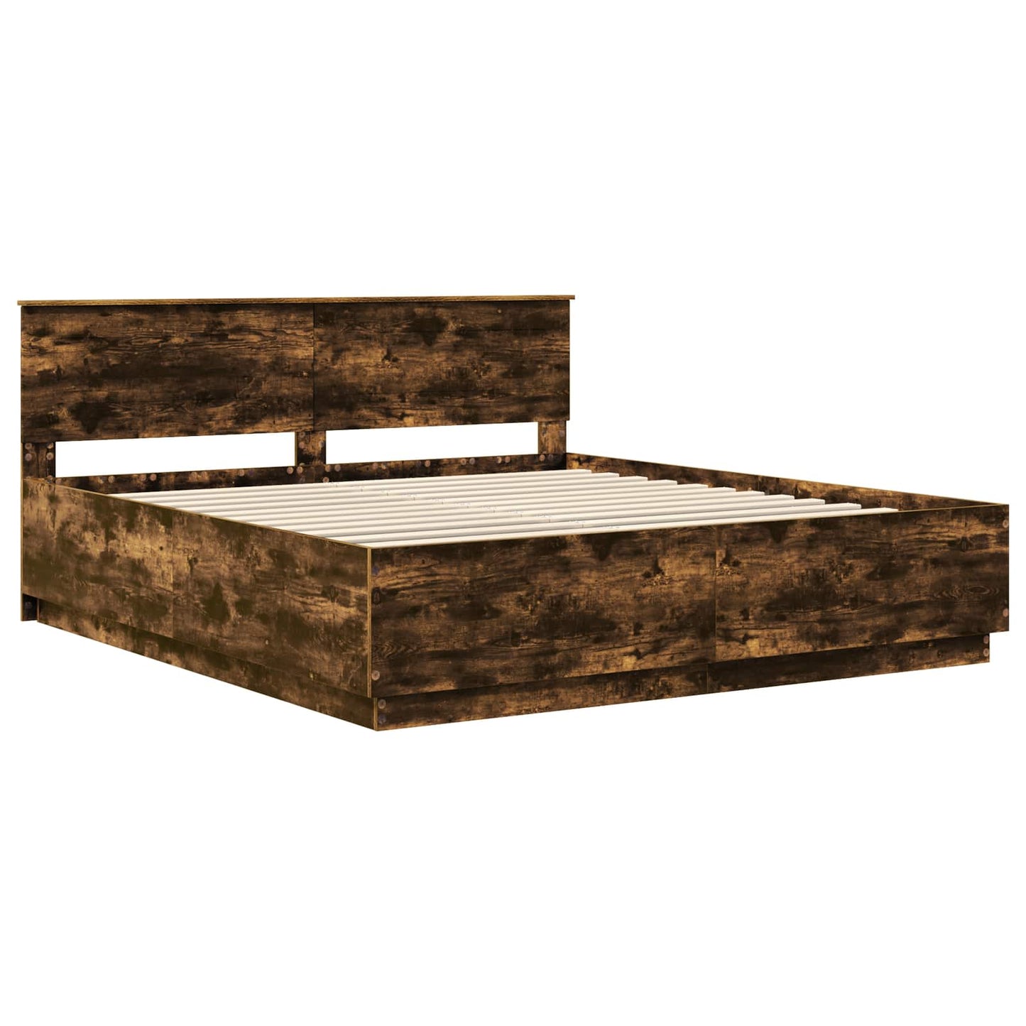 Bed Frame Smoked Oak 200 x 200 cm Engineered Wood