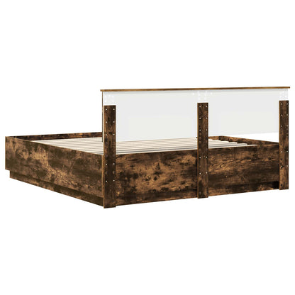 Bed Frame Smoked Oak 200 x 200 cm Engineered Wood