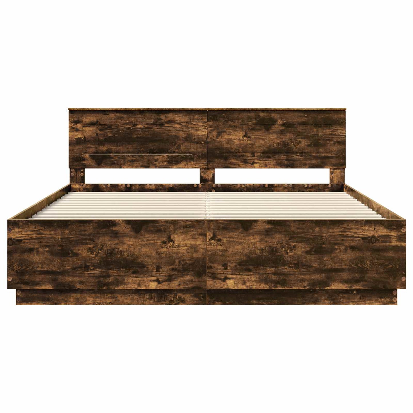 Bed Frame Smoked Oak 200 x 200 cm Engineered Wood