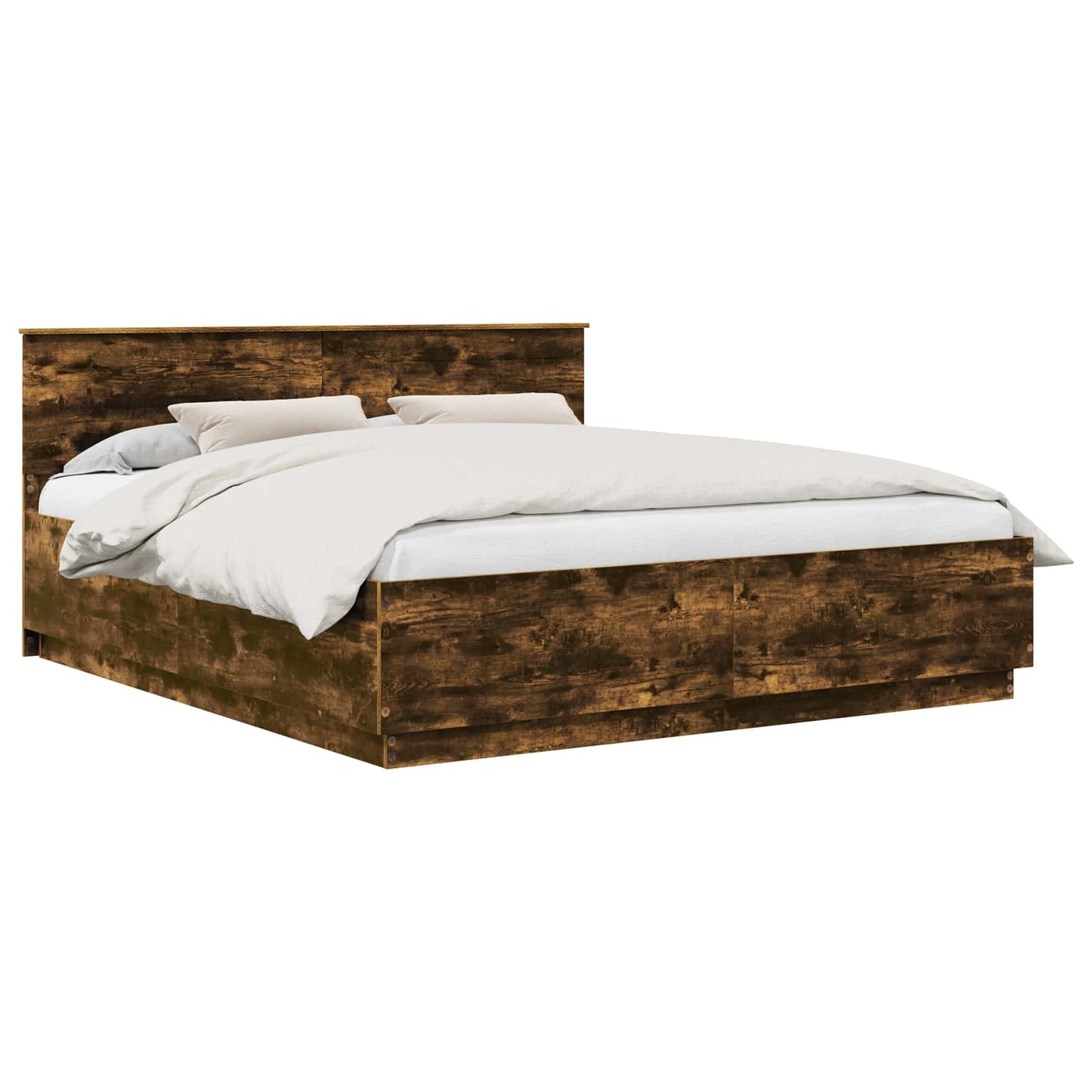 Bed Frame Smoked Oak 200 x 200 cm Engineered Wood