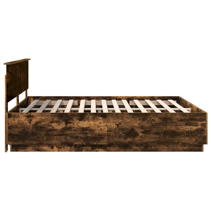 Bed Frame Smoked Oak 200 x 200 cm Engineered Wood