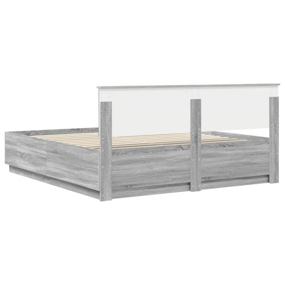 Bed Frame Grey Sonoma 200 x 200 cm Engineered Wood