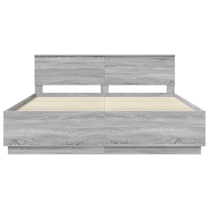 Bed Frame Grey Sonoma 200 x 200 cm Engineered Wood