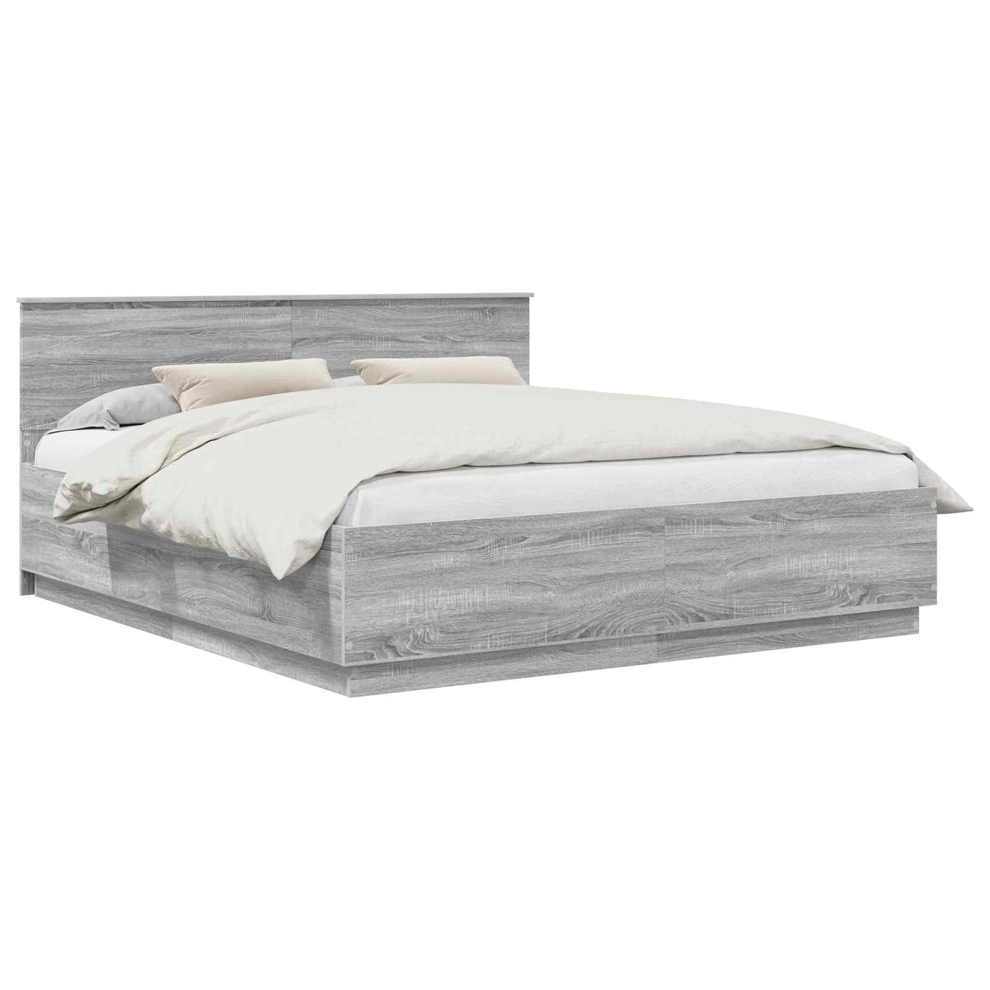 Bed Frame Grey Sonoma 200 x 200 cm Engineered Wood