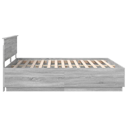 Bed Frame Grey Sonoma 200 x 200 cm Engineered Wood