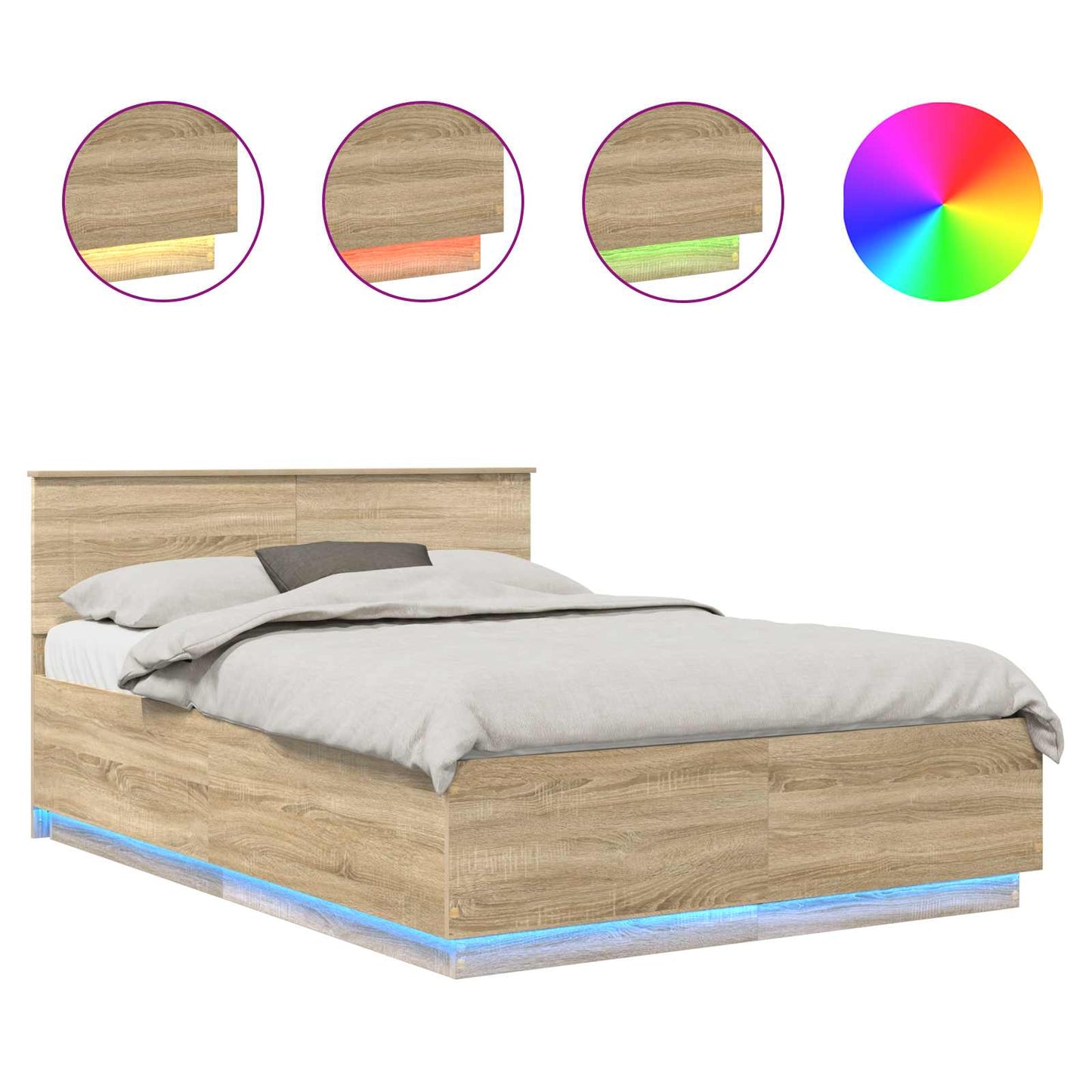 Bed Frame Sonoma Oak 160 x 200 cm Engineered Wood
