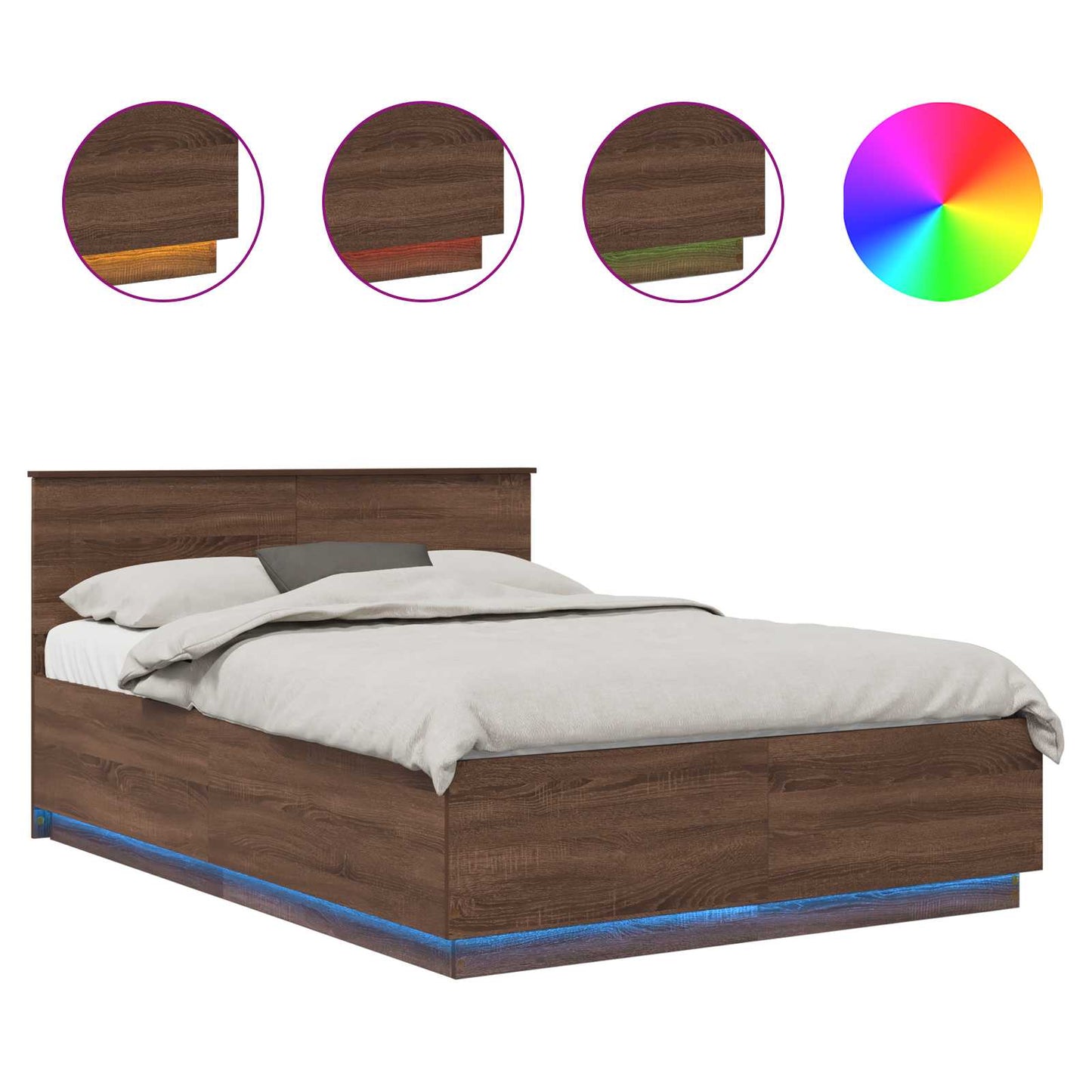 Bed Frame with Headboard Brown Oak 150 x 200 cm Engineered Wood
