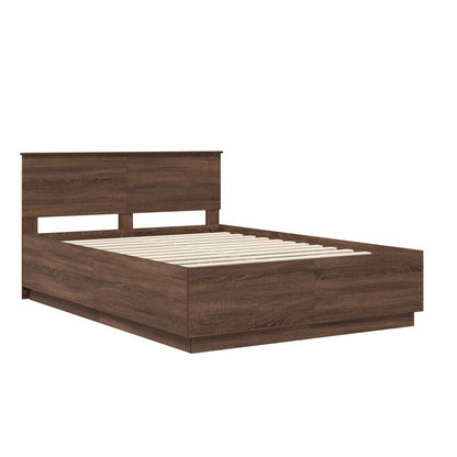 Bed Frame with Headboard Brown Oak 150 x 200 cm Engineered Wood