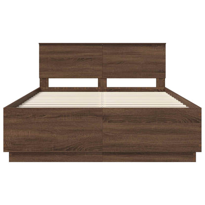 Bed Frame with Headboard Brown Oak 150 x 200 cm Engineered Wood