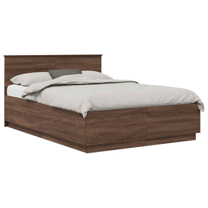 Bed Frame with Headboard Brown Oak 150 x 200 cm Engineered Wood
