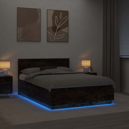 Bed Frame Smoked Oak 140 x 200 cm Engineered Wood