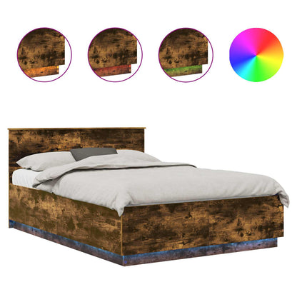 Bed Frame Smoked Oak 140 x 200 cm Engineered Wood