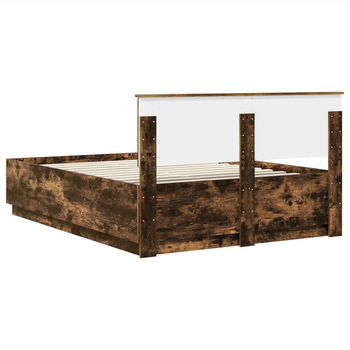 Bed Frame Smoked Oak 140 x 200 cm Engineered Wood