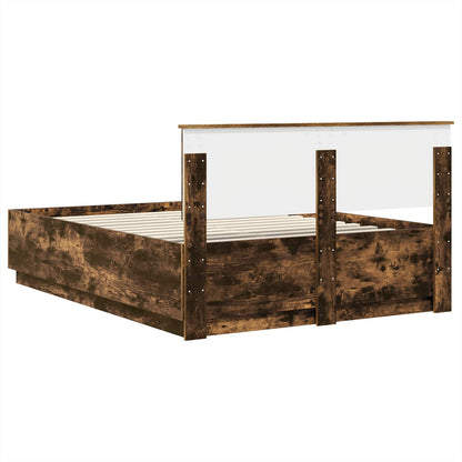 Bed Frame Smoked Oak 140 x 200 cm Engineered Wood