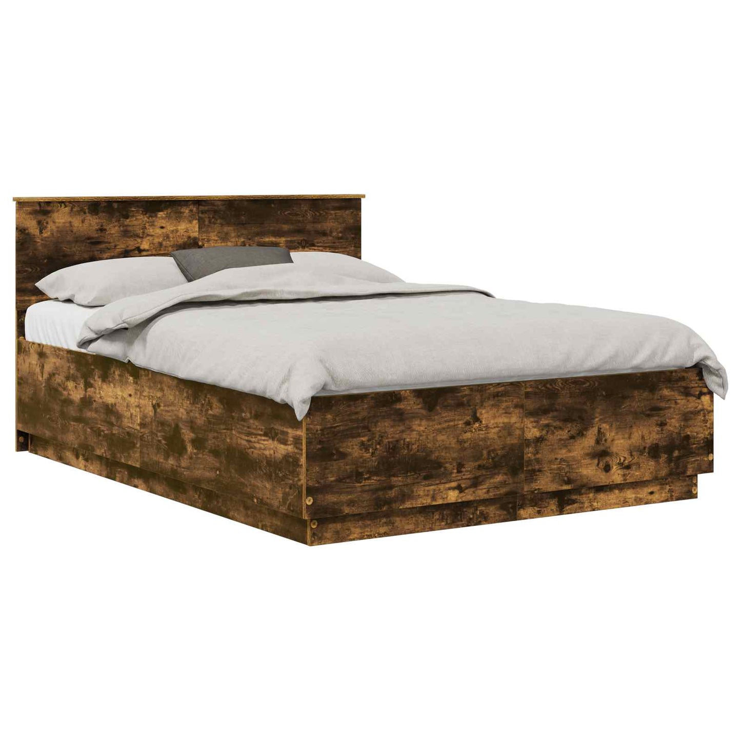 Bed Frame Smoked Oak 140 x 200 cm Engineered Wood