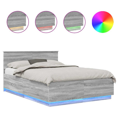 Bed Frame Grey Sonoma 140 x 200 cm Engineered Wood