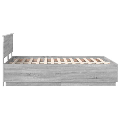 Bed Frame Grey Sonoma 140 x 200 cm Engineered Wood