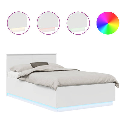 Bed Frame with Headboard White 135 x 190 cm Engineered Wood