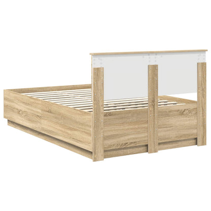 Bed Frame Sonoma Oak 135 x 190 cm Engineered Wood